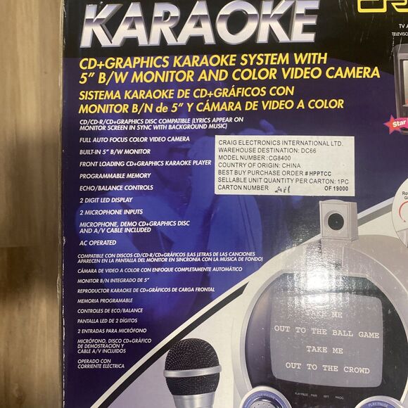 Craig CD+ Graphics Karaoke System w/5" Monitor, Microphone & Video Camera CG8400 - Picture 4 of 13